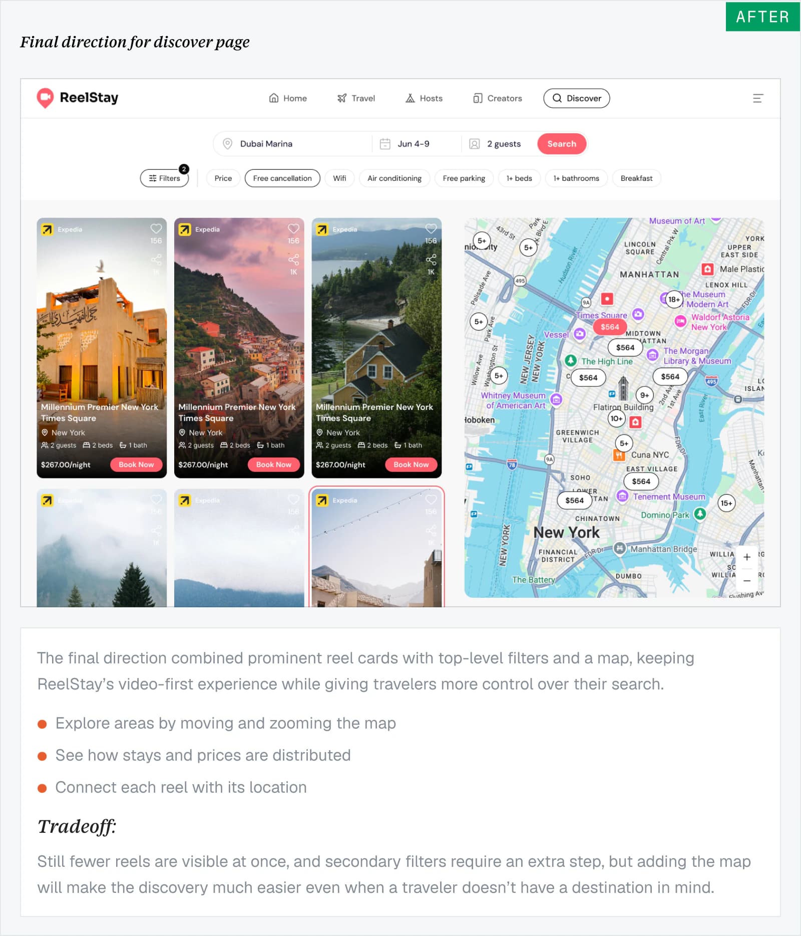 Final ReelStay Discover direction and tradeoff