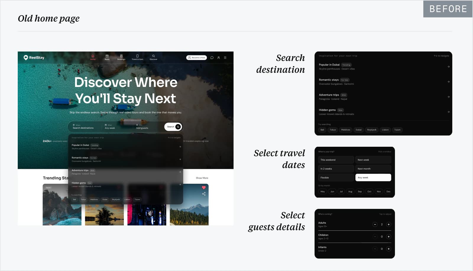 Old ReelStay home page