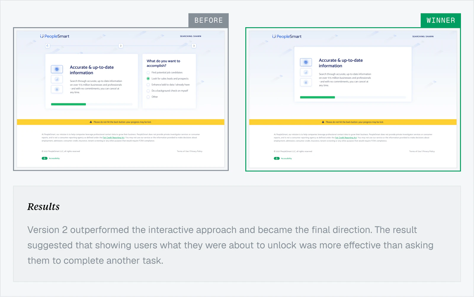 Interactive and value-led report building tests with results
